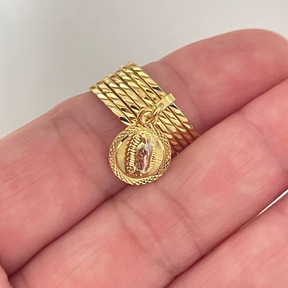 18k Gold Filled Virgen Guadalupe Semanario Ring - Picture 6 of 8